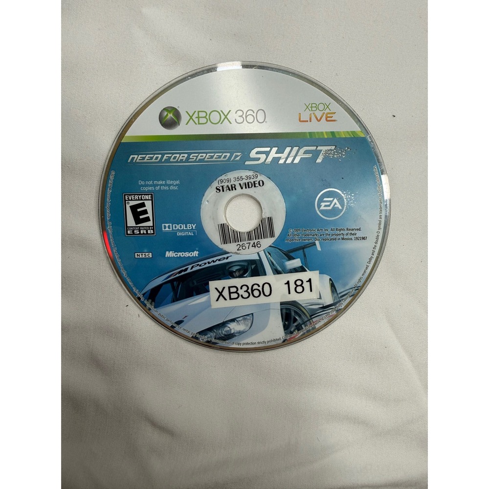Need for Speed Shift Xbox 360 EA Racing Game NTSC Microsoft Disc Only